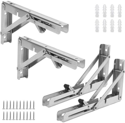 Opvouwbare Plankbeugels 25 cm RVS - Set van 4 Inklapbare Muurbeugels voor Werkbank en Klaptafel