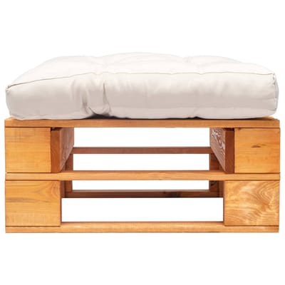 vidaXL - Tuinpoef - met - zandkleurig - kussen - pallet - hout - honingbruin