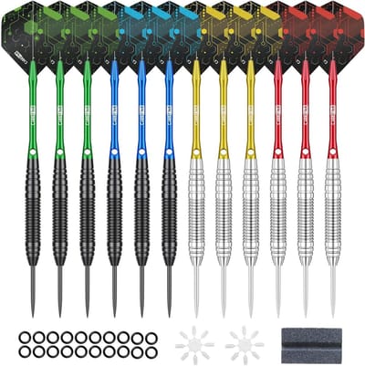 Stalen tip dartpijlen - Dartset - Precisie Werpen - Professionele Grip - 12 stuks - Zwart en Zilver