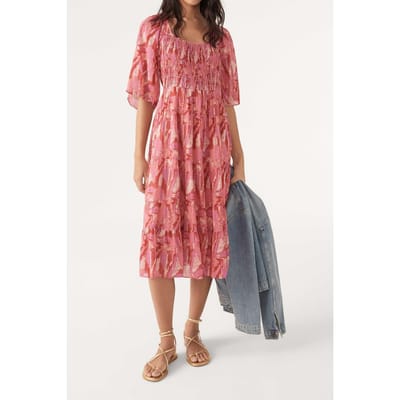 BA&SH Robe Teoli Rose Maat: XS | Midi Jurken Outlet | Dames | Roze