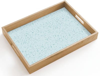 Dienblad hout 40x30 cm - Schootdienblad - Terrazzo - Patroon - Kleurrijk - Baby Blauw - Borrelplank rechthoek - Plateau dienbladen