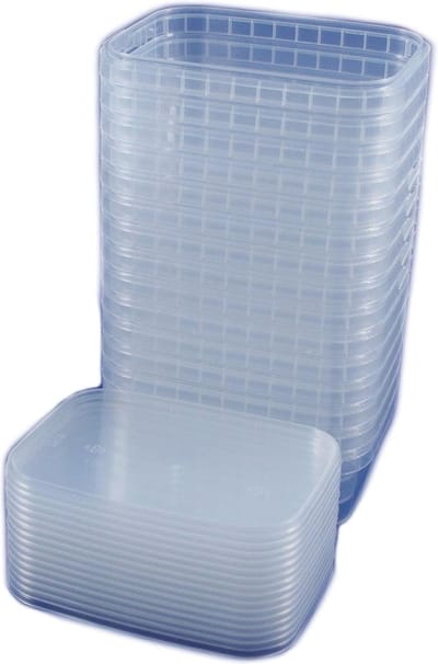15 Universele Kunststof Blikjes met Deksel - Rechthoekig en Vaatwasserbestendig - 280 ml
