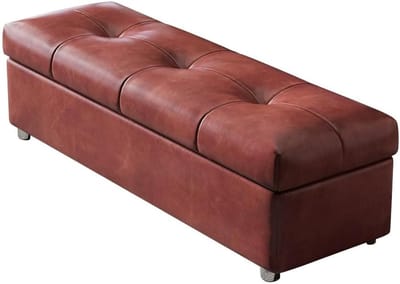 Opbergpoef Bankje - Zitbank Poef - Extra Opbergruimte - Softclose Deksel - 100cm Breed - Rood