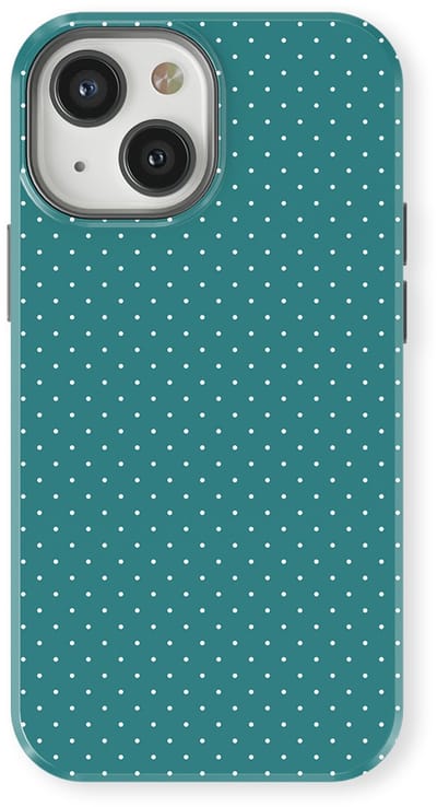 Micro Dots Tough Hoesje geschikt voor iPhone 13 Mini | Geschikt Voor Mag | Stippen Motief Backcover geschikt voor iPhone 13 Mini Deep Teal