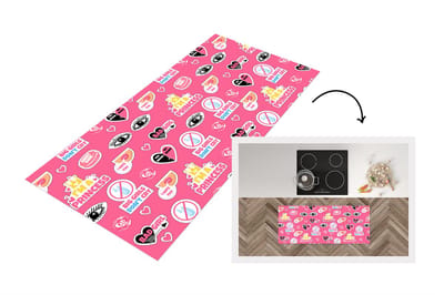 Keukenloper - Loper keuken - Meisjes - Roze - Prinses - Patroon - 120x50 cm - Keukenloper vinyl