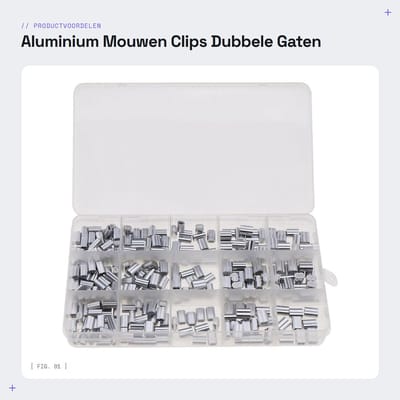 Dailygoods - Aluminium Mouwen Clips - Dubbele Gaten - 200 Stuks - Ideaal Voor Kabels - Diverse Maten - Voor Huisdieren en Meer