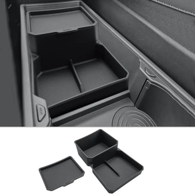 Inovra - CDEFG Opbergbox voor middenconsole, compatibel met Kia EV3 2025 2026, dubbellaagse organizer tray van zacht TPE, onder de armleuning, EV3 GT Line accessoires