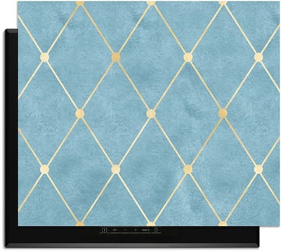 KitchenArt - Azure Line Grid - Inductie Beschermer - 65x52 cm - Kookplaat Beschermer - Luxe Afdekplaat Inductieplaat - Anti-slip & Oprolbaar - Beschermmat Inductiekookplaat
