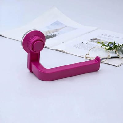 Porte-papier toilette à ventouse Montage mural Sans perçage ABS Distributeur de rouleau de papier toilette Accessoires de salle de bain cuisine 14.5x10x6.5cm rouge rose