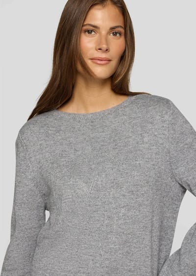 Tricot pullover met wol en modal - grijs / gemêl. - Gr. 42 van Goldner Fashion