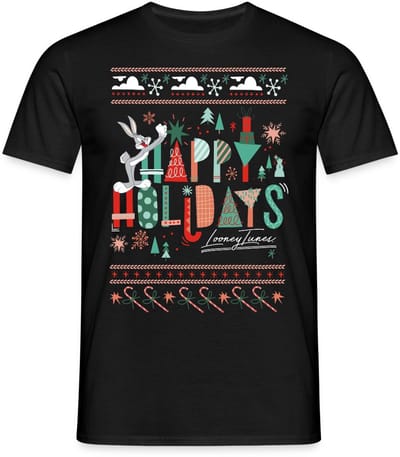 Looney Tunes Prettige Feestdagen Kerstmis T-Shirt Heren
