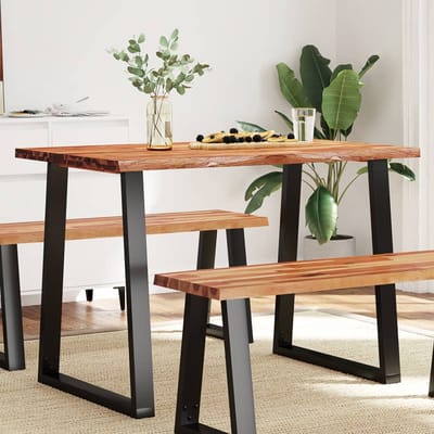 vidaXL - Eettafel - met - natuurlijke - rand - 110x70x75 - cm - massief - acaciahout