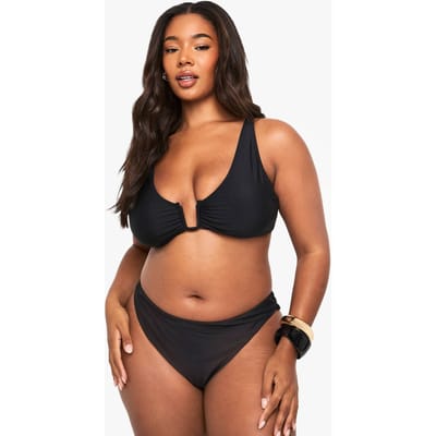 boohoo Dames Plus bikini-bovenstuk met brede bandjes en verfijnde afwerking | Zwart | Maat: 54