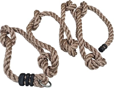 Klimtouw met Knopen - Speeltouw Touwladder - Buiten Spelen - Verzinkte Stalen Ring - 4 Meter Lengte - Bruin