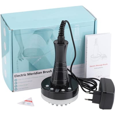 Elektrische Meridiaan Lichaamsmassage Borstel Trillingen Warm Kompres Microstroom Anti Cellulitis Machine Fysiotherapie Vetverbranding EU Plug zwart