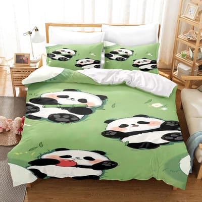 Panda Dekbedovertrek Set Dekbed Beddengoed Sets 3d Kinderbeddengoed Set Eenpersoons Maat King 135X200cm