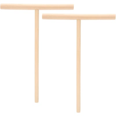 Lot de 2 spatules à crêpes en bois en forme de T pour la cuisine white