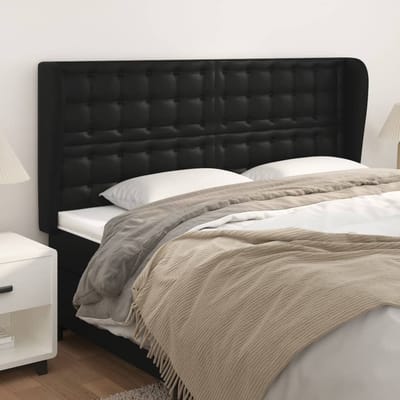 vidaXL - Hoofdbord - met - randen - 163x23x118/128 - cm - kunstleer - zwart