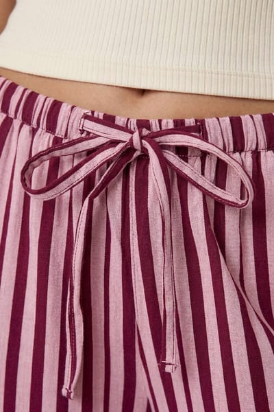 boohoo Dames Poplin Broek Met Wijde Pijpen En Trekkoord | Roze | Maat: 34