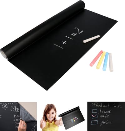 Go Go Gadget - "Krijtbord-Sticker/-Schoolbord-Sticker: Kinder-Krijtsticker + Kalkbord-Krijtjes, Zwart"