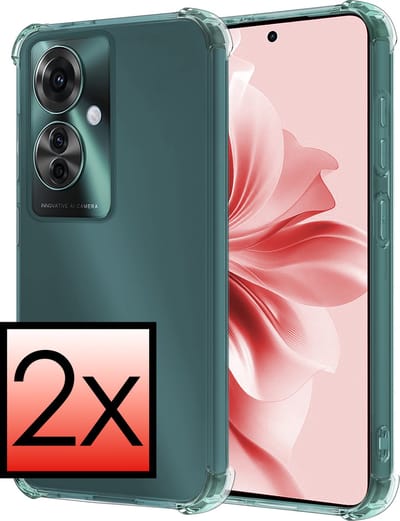 Hoesje - 2 Stuks - Geschikt voor OPPO Reno 11F - Sterk & Shockproof - Siliconen Case - Back Cover - Telefoon Hoes Shock Proof - Transparant