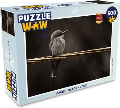 Puzzel Vogel - Black - Gold - Legpuzzel - Puzzel 500 stukjes