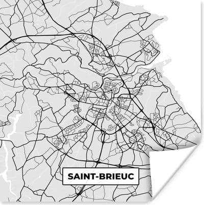Poster Frankrijk – Plattegrond – Kaart – Saint-Brieuc – Stadskaart - 100x100 cm XXL