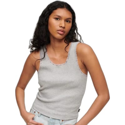 Superdry - Athletic Essentials Vintage hemdtopje met kanten rand - Dames - Vesten