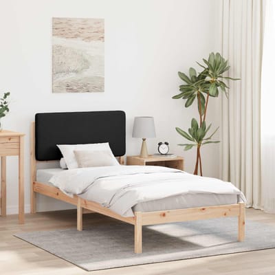 vidaXL - Bedframe - met - Gevoerde - Hoofdbord - Zwart - 100 - x - 200 - cm