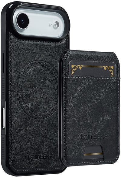 LC.IMEEKE Hoesje - Geschikt voor iPhone Air Hoesje - LC.IMEEKE L3 - Leather Back Cover met Pasjeshouder - MagSafe Compatible - Zwart