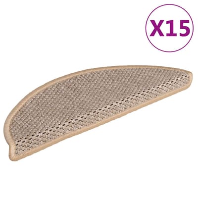 vidaXL - Trapmatten - zelfklevend - 15 - st - sisal-look - 56x17x3 - cm - lichtbeige