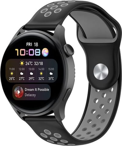 By Qubix - Geschikt voor Garmin bandje - Geschikt voor Garmin Vivoactive 4 / 4L - Sport Edition Siliconen band - Zwart + grijs - Smartwatch bandje 22mm