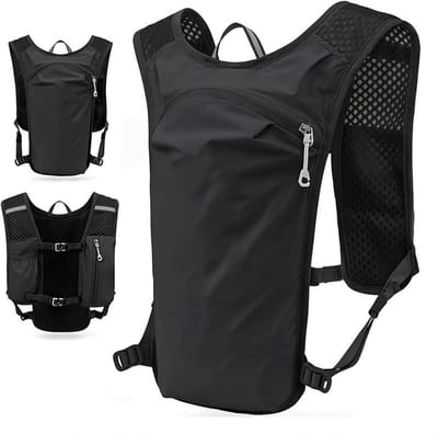 Zwart Sportvest zwemrugzak-ademend ontwerp-opbergvak-voor hardlopen-fietsen-marathon-buitensport
