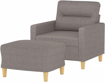 Fauteuil met voetenbank - Relaxstoel Loungestoel - Ontspannen en lezen - Dikke vulling - 60 cm - Taupe
