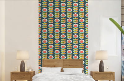 Behang - Fotobehang Retro - Bloemen - Scandinavisch - Breedte 120 cm x hoogte 240 cm