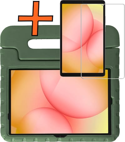 Hoesje - Geschikt voor Samsung Galaxy Tab A11 Plus - Met Screenprotector - Kinderhoes Shockproof Bumper - Kidsproof Case - Tablet Hoes - Kinder Hoes Cover - Donkergroen