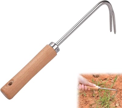 RVS Tuinspitser met Houten Handvat, V-vormig Ontwerp voor Efficiënt Wieden, Verplanten en Graven in de Tuin
