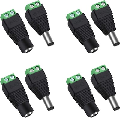 4 Pairs DC 5.5mm x 2.1mm Plug en Socket voor 12V DC, Geschikt voor Beveiligingscamera's en LED Verlichting