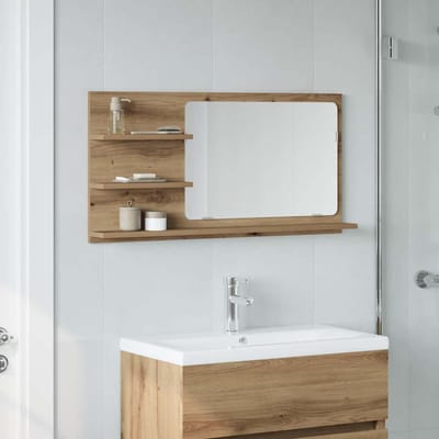 vidaXL - Badkamerspiegelkast - 90x11x45 - cm - bewerkt - hout - artisanaal - eiken