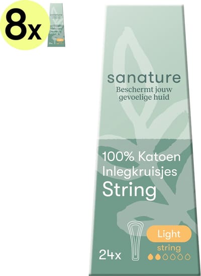 Sanature 100% katoenen string inlegkruisjes - 8 keer 24 stuks: natuurlijke bescherming voor in je string of tanga