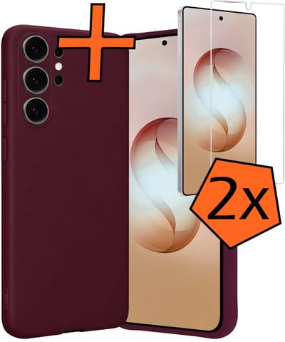 Hoes - Met 2x Screenprotector - Geschikt voor Samsung Galaxy S26 Ultra - Sterk & Shockproof - Back Cover - Siliconen Case - Telefoon Hoes - Aubergine
