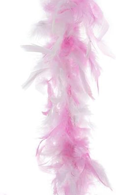 Funny Fashion Carnaval verkleed boa met veren - wit/roze - 200 cm - 45 gram - Glitter and Glamour - veel veertjes