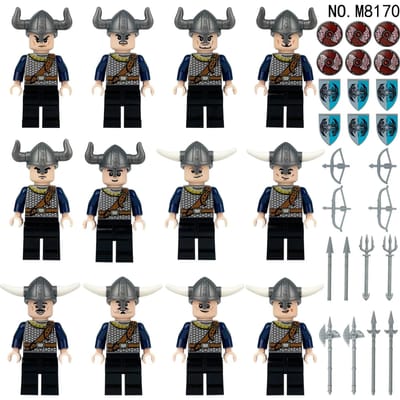 Viking pop M8168 kinderen monteren compacte deeltjes bouwstenen speelgoed wapens accessoires verjaardagscadeaus voor soldaten. black