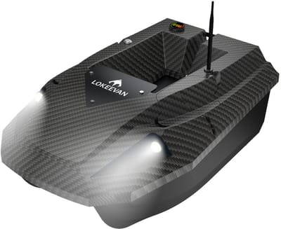 Bateau d'Amorçage de Pêche GPS LOKEEVAN D50B Moteur à Balais 590 Double Batterie 15600mAh Charge 2kg Portée 500M Télécommande Lumière de Nuit noir