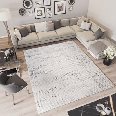 Tapiso Troya Vloerkleed Woonkamer Slaapkamer Beige Impressie Lijnen Design Eyecatcher Interieur Stijlvol Woonsfeer Modern Trendy Duurzaam Hoogwaardig Tapijt Maat - 60x100