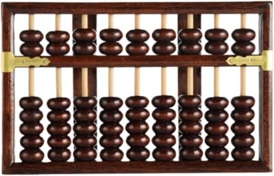 Houten Telraam - Rekenmachine Leren - Wiskunde Oefenen - Educatief Hulpmiddel - 27x17cm - Bruin Goud