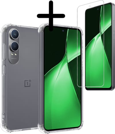 Hoesje Met Screenprotector - Geschikt voor OnePlus Nord CE 4 Lite - Sterk & Shockproof - Siliconen Case - Back Cover - Telefoon Hoes - Shock Proof - Transparant