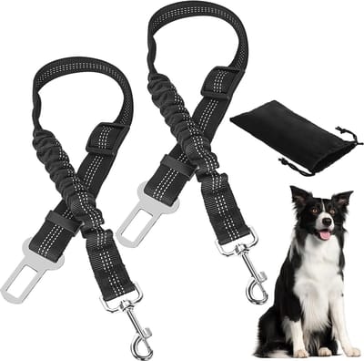 Hondenveiligheidsgordel voor honden, verstelbaar, 2 stuks veiligheidsgordels voor honden met schokdemping en opbergtas voor alle hondenrassen en autotypes (50-88 cm)