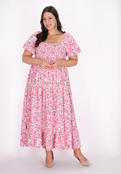 Faina Grote maten jurk vrouwen roze
