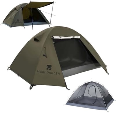 Lichtgewicht Campingtent voor 1-2 Personen - Waterdicht en Winddicht - Dubbellaagse Buitentent voor Kamperen en Wandelen